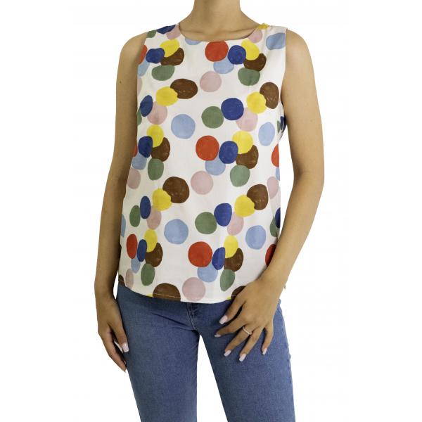 Canotta fantasia con pois in cotone